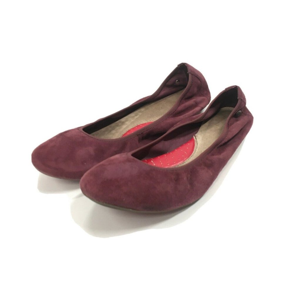 Hush Puppies Women's 8.5 Suede Maroon Purple Comfort Ballet Flats